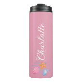 Anjer roze gepersonaliseerde zeeschelpen thermosbeker (Voorkant)