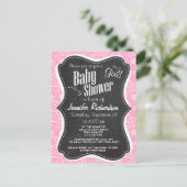 Anjer Roze Paisley; Krijtbord look Uitnodiging Briefkaart (Staand voorkant)