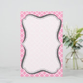 Anjer Roze Quatrefoil Briefpapier (Staand voorkant)