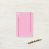 Anjer Roze & Wit Monogram & Naam Post-it® Notes (Op bureau)