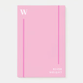 Anjer Roze & Wit Monogram & Naam Post-it® Notes (Voorkant)