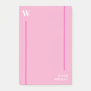 Anjer Roze & Wit Monogram & Naam Post-it® Notes