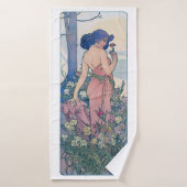 Anjer (vier bloemen), Alphonse Mucha Badhanddoek (Badhanddoek)