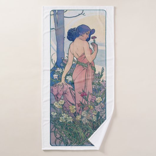 Anjer (vier bloemen), Alphonse Mucha Badhanddoek (Badhanddoek)