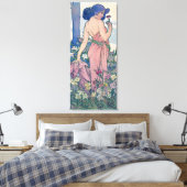 Anjer (vier bloemen), Alphonse Mucha Canvas Afdruk (Insitu (Slaapkamer))