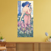Anjer (vier bloemen), Alphonse Mucha Canvas Afdruk (Insitu (Woonkamer))