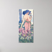 Anjer (vier bloemen), Alphonse Mucha Canvas Afdruk (Voorkant)
