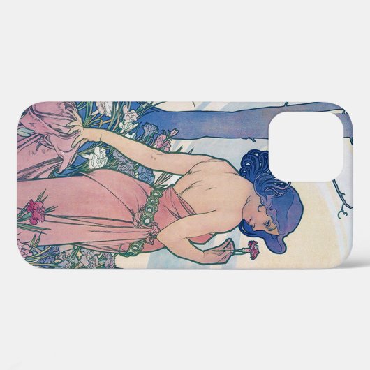 Anjer (vier bloemen), Alphonse Mucha Case-Mate iPhone Case (Achterkant (horizontaal))