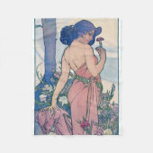 Anjer (vier bloemen), Alphonse Mucha Fleece Deken (Voorkant)