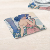 Anjer (vier bloemen), Alphonse Mucha Kartonnen Onderzetters (Schuin)