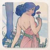 Anjer (vier bloemen), Alphonse Mucha Kartonnen Onderzetters (Voorkant)