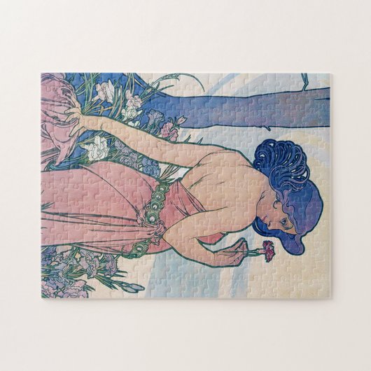 Anjer (vier bloemen), Alphonse Mucha Legpuzzel (Horizontaal)