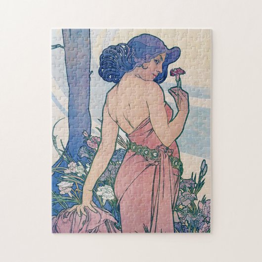 Anjer (vier bloemen), Alphonse Mucha Legpuzzel (Verticaal)