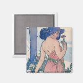 Anjer (vier bloemen), Alphonse Mucha Magneet (Voorkant / Achterkant)
