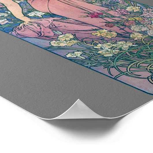 Anjer (vier bloemen), Alphonse Mucha Poster (Hoek)