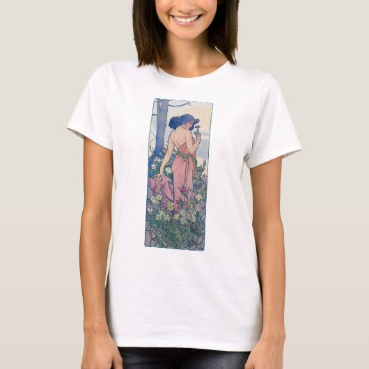 Anjer (vier bloemen), Alphonse Mucha T-shirt (Voorkant)