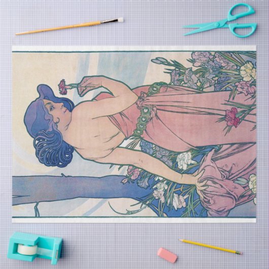 Anjer (vier bloemen), Alphonse Mucha Tissuepapier (Craft)