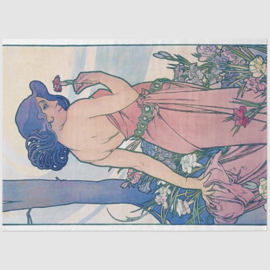Anjer (vier bloemen), Alphonse Mucha Tissuepapier (Voorkant)