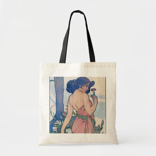 Anjer (vier bloemen), Alphonse Mucha Tote Bag (Voorkant)