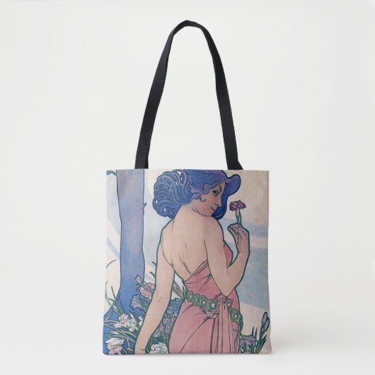Anjer (vier bloemen), Alphonse Mucha Tote Bag (Voorkant)