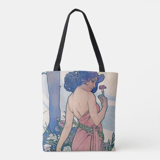 Anjer (vier bloemen), Alphonse Mucha Tote Bag (Achterkant)
