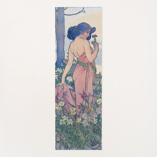 Anjer (vier bloemen), Alphonse Mucha Yogamat (Voorkant)