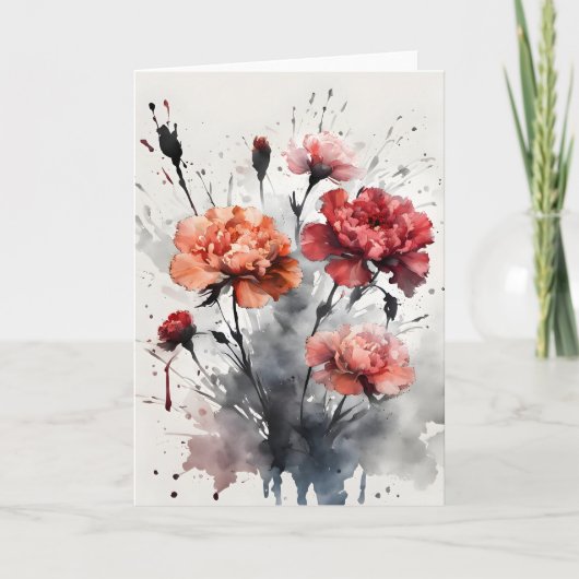 Anjer - Waterverf bloemen Kaart (Voorkant)