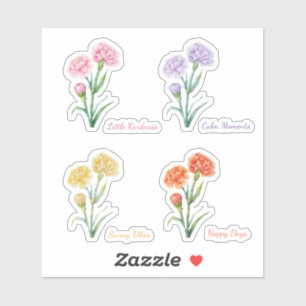 Anjer zachte waterverf sticker set met vier kleure