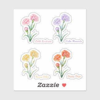 Anjer zachte waterverf sticker set met vier kleure
