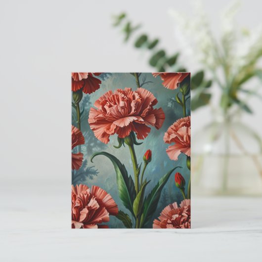 anjerbloemen briefkaart (Staand voorkant)