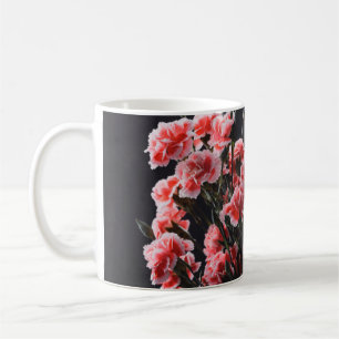 Anjerbloemen, gekleurd, gekleurd koffiemok