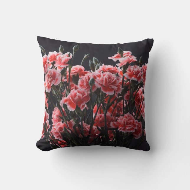 Anjerbloemen,  gekleurd, gekleurd kussen (Voorkant)