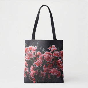 Anjerbloemen, gekleurd, gekleurd tote bag