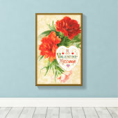 Anjerbloemen, Oude Valentijnsboodschap Canvas Afdruk (Insitu (Houten vloer))