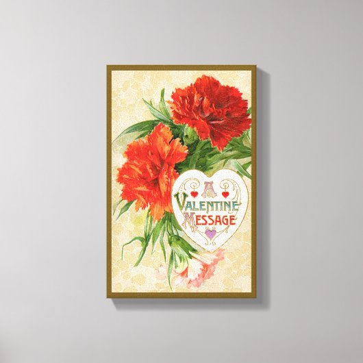 Anjerbloemen, Oude Valentijnsboodschap Canvas Afdruk (Voorkant)