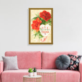 Anjerbloemen, Oude Valentijnsboodschap Canvas Afdruk (Insitu (Woonkamer))