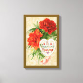 Anjerbloemen, Oude Valentijnsboodschap Canvas Afdruk (Voorkant)