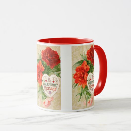 Anjerbloemen, Vintage Valentijnsbericht Mok (Voorkant rechts)