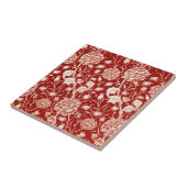Anjerprint van William Morris, diep rood en wit Tegeltje (Zijkant)