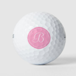 Anjerroze monogram met stippen golfballen