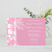 anjerroze tropische hibiscus; zomerpalm kaart (Staand voorkant)