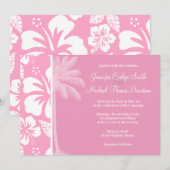 anjerroze tropische hibiscus; zomerpalm kaart (Voorkant / Achterkant)