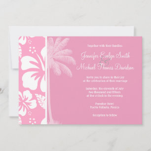 anjerroze tropische hibiscus; Zomerpalm Kaart