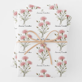 Anjers bloemen voor januari inpakpapier vel