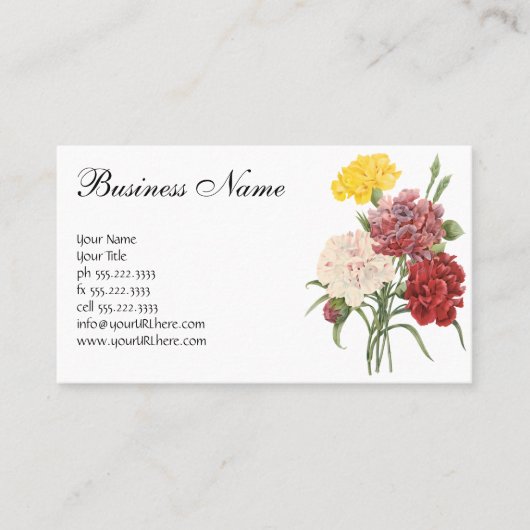  anjers Dianthus Garden Flowers Redoute Visitekaartje (Voorkant)