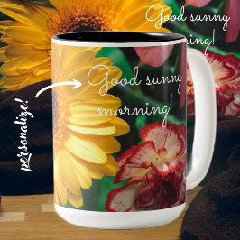 Anjers en geelgerbera tweekleurige koffiemok