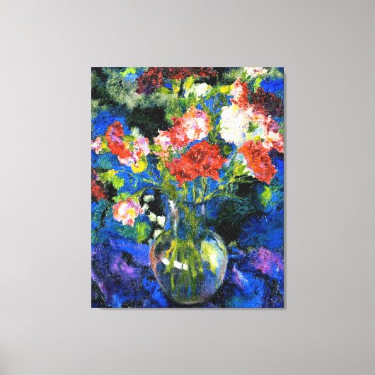 Anjers in een ronde glazen vaas canvas afdruk (Voorkant)