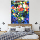 Anjers in een ronde glazen vaas canvas afdruk (Insitu (Slaapkamer))