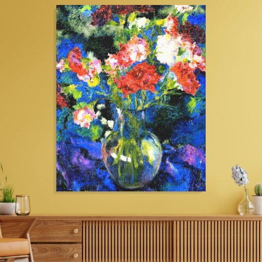 Anjers in een ronde glazen vaas canvas afdruk (Insitu (Woonkamer))