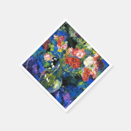 Anjers in een ronde glazen vaas servet (Hoek)